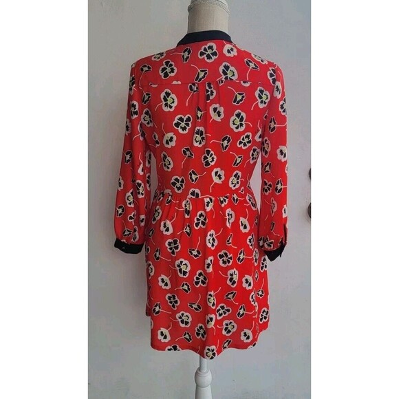 Juicy Couture Casual Floral Long Sleeves Mini Red Dress Size 2 - Picture 2 of 9